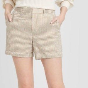 Tan and White Striped Chino Shorts Size 5" NWT SZ 6